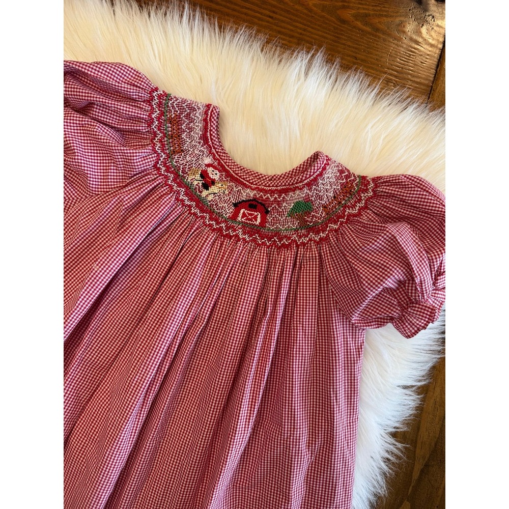Rosalina Christmas farm smocked dress size 4‎ EUC